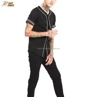 Camiseta de Béisbol Personalizada para Hombre con Estampado de Letras, 100% Poliéster, Anti-UV y de Secado Rápido, Sublimación Negra, Precio Económico