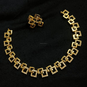 Classic American Ethnic Diamond Bridal Jewelry <b>Set</b> Two-Piece Necklace and Earrings for Wedding Party Fashionable Classic Style - Product Image 1