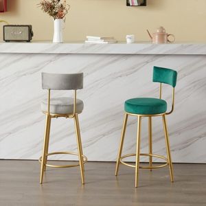 Tabouret de bar moderne de luxe contemporain, revêtement en tissu doux, structure en acier inoxydable durable pour usage domestique, bar et commercial - Product Image 3