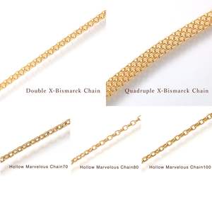 Cadena de Oro Sólido de 18K de Japón, Modelo Bismark y Marvelous Rolo, Unisex, Joyería de Oro Amarillo Sólido de Alta Calidad, Cadena de Eslabones para Hombre y Mujer - Product Image 5