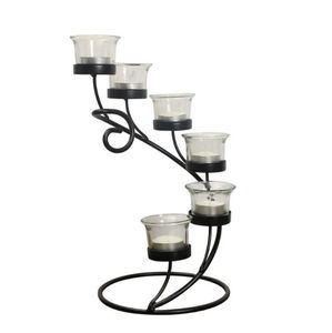 Portavelas Minimalista de Hierro y Vidrio con Acabado Negro para Decoración del Hogar, Navidad y Bodas - Product Image 4