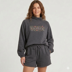 Versatile Winter Mock Neck Shorts <b>Set</b> Designed For Women Cozy Gentle Warm Easygoing Stylish Everyday Clothing - Product Image 1