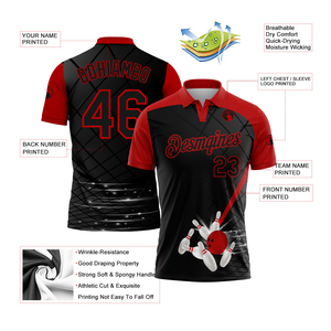 เสื้อโปโล OEM สำหรับโบว์ลิ่ง แขนสั้น แบบยูนิเซ็กซ์ พิมพ์ลายแบบ Sublimation เสื้อกีฬา โพลีเอสเตอร์ ชุดทีม ระบายอากาศ แห้งเร็ว ชุดกีฬา - Product Image 5