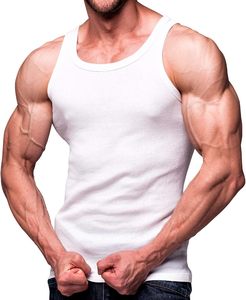 Stellar Premium Quality Training 100% Cotton Knitted Casual <b>Men's</b> Gym <b>Vest</b> Breathable Plain Dyed <b>White</b> Front Logo 120g - Product Image 2