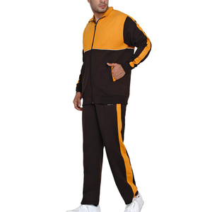 Survêtement Homme Color Block Manches Longues Col Montant Design Sportif Respirant Polyester Coton Tenue d'Automne Coupe Droite - Product Image 1