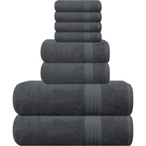 Set di 8 Asciugamani Morbidi in Cotone Ringspun 100% Puro, Include 2 Asciugamani da Bagno Oversize 27x54, 2 Asciugamani per le Mani 16x28, 4 Salviette da Bagno - Product Image 1