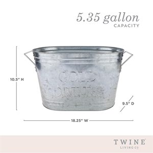 Ice Bucket Classic <b>Galvanized</b> Oval 5L Beverage <b>Tub</b> for Party Beer Wine Cooling Drinks - Product Image 6