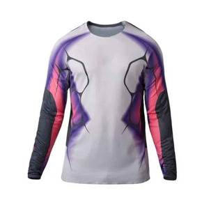 Conjunto de Jersey y Pantalones de Motocross para Hombre, Rojo, Blanco y Negro, Manga Larga, Bloques de Color, Secado Rápido, Talla Grande, Protección UV, Ropa de Carreras de Motocicleta - Product Image 3