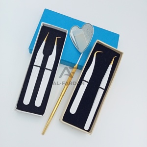 Pinzas para Pestañas con Logotipo Personalizado, Punta Dorada, Color Blanco Mate, Acero Inoxidable Sólido, Puntas de Fibra Puntiagudas, Pinzas para Extensión de Pestañas - Product Image 2