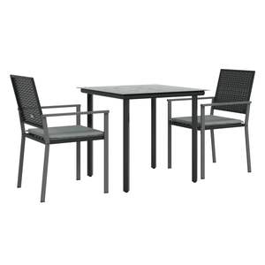 Conjunto de Comedor de Jardín Compacto y Duradero de Mimbre Sintético Negro - Product Image 3