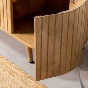 Meuble TV Vandana Novara Neo Slat, console de divertissement minimaliste en bois massif moderne - Product Image 2