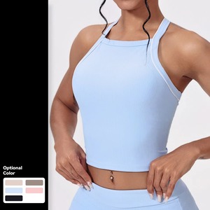 Women Sleeveless Built-in Bra O-Neck Racerback Padded Knitted Breathable Anti-Pilling Casual Eco-Friendly <b>Viscose</b> Tank <b>Top</b> - Product Image 2