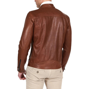 Chaqueta de Cuero Genuino para Hombre, Diseño Nuevo 2026, Color Marrón, Chaqueta de Invierno Personalizada de Alta Calidad con Cuello Alto - Product Image 6