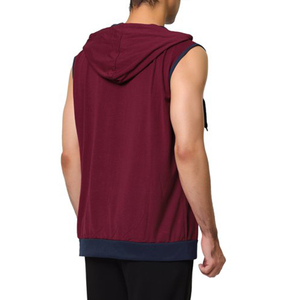 Vente en gros de gilets à capuche sans manches pour hommes, taille personnalisée, en coton, séchage rapide, respirant, vêtements de sport, avec étiquette privée - Product Image 4