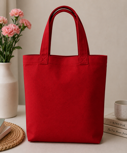Sac fourre-tout en toile rouge avec citation brodée « Tu es suffisante, tel que tu es » et motif floral - Product Image 6