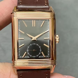 High-end Rose Gold <b>Cushion</b>-shaped Mechanical Watch White Dial <b>Striped</b> Genuine Leather Business Watch Square Casual Watch - Product Image 1