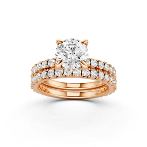 Lab Grown Diamond Bridal <b>Ring</b> <b>Set</b> 14KT Yellow <b>Gold</b> Round Cut Engagement & Wedding Band <b>Set</b> Women IGI Certified Trendy - Product Image 1