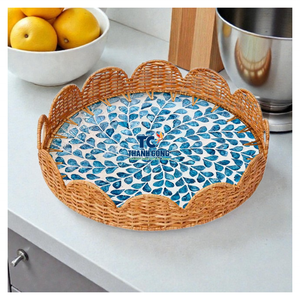 Plateau en nacre de qualité export, finition mosaïque décorative, plateau en mosaïque de nacre, Vietnam - Product Image 1