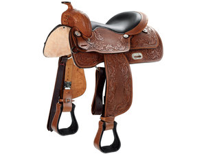 Selle de cheval Western en cuir véritable de qualité supérieure pour la course au baril, équipement d'équitation en cuir véritable pour le ranch, le trail et le plaisir, fabriqué par un fabricant - Product Image 2