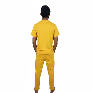 Conjuntos de camiseta y pantalón de verano para hombre, talla grande, térmicos, transpirables, de color sólido, 100% algodón, venta al por mayor. - Product Image 4
