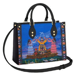 Sac à main en cuir PU pour femme, motif Native American Women Patter Girl, impression à la demande, livraison directe, sac fourre-tout durable et élégant, sac à bandoulière pour femme - Product Image 1
