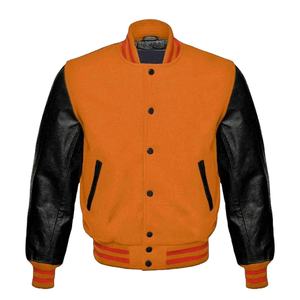 Vestes universitaires en cuir de mouton vierges personnalisées pour hommes, avec col montant en tissu de laine, imperméables et coupe-vent, vente en gros - Product Image 1