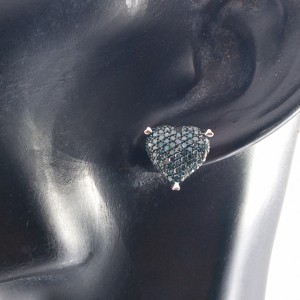 1.38 Cttw Blue Diamond Stud Earrings 925 Sterling Silver, Round Cut Color-Enhanced Natural Diamond Earrings for Women, Push Back - Product Image 5