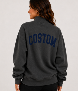 Women's Oversized Mock Neck Sweatshirt with Custom Logo Printing, 100% Cotton Fabric, Soft Touch, <b>Drop</b> Shoulder Fit - Product Image 4