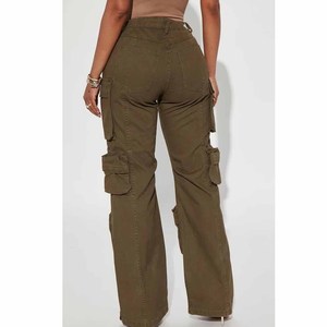 OEM Wholesale Latest design Women <b>High</b> <b>waist</b> <b>Cargo</b> Pants in best quality with customized designs stylish <b>cargo</b> pants women - Product Image 3