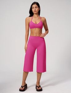 Ensemble de yoga rose grande taille sans coutures, dos nu, avec pantalon culotte taille haute, 2 pièces, couleur unie, respirant, Spandex/Polyester - Product Image 3