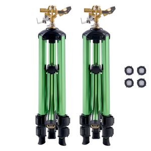 Lot de 2 arroseurs à impact robustes à tête en laiton sur base trépied, connecteur NH 3/4 po, grande portée 360 degrés pour jardin - Product Image 1