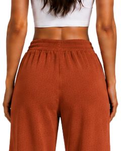 Manufacturer Customized Womens Rust Orange <b>Wide</b> <b>Leg</b> Sweatpants High Waist Loose Fit <b>Lounge</b> Jogger <b>Pants</b> Casual Daily Wear Style - Product Image 6