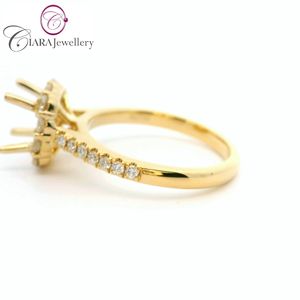 แหวนหมั้น AU750 18K คลาสสิกสีเหลือง/ขาว/ทูโทนสีทองแหวนเพชรธรรมชาติแท้รัศมีสำหรับงานแต่งงานและงานปาร์ตี้ - Product Image 6