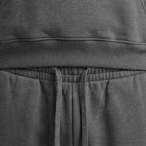 Ensemble de survêtement unisexe gris à capuche, couleur unie, décontracté, sweat-shirt et pantalon avec cordon de serrage, 100 % coton - Product Image 5