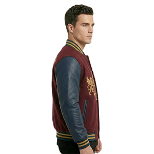 High Quality ODM OEM Customized Premium Letterman <b>Jacket</b> Wool Body Leather Sleeves Gold Embroidered Varsity <b>Jacket</b> - Product Image 3