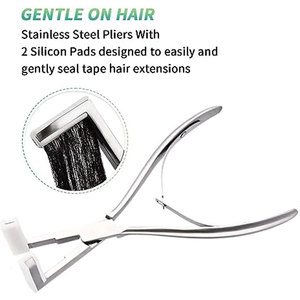 Alicates para extensiones de cabello con cinta adhesiva, de acero inoxidable plateado, con superficie plana, herramientas para sellar extensiones de cabello para mujeres. - Product Image 2