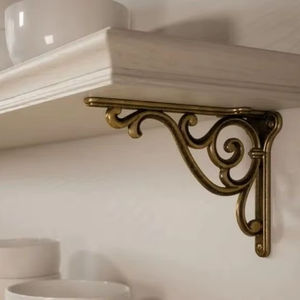 Support d'étagère en laiton de style moderne avec design minimaliste pour le rangement mural contemporain à la maison et au bureau - Product Image 1