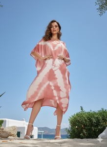 High Quality Designer Rayon <b>Kaftan</b> Tie Dyed <b>Summer</b> Daily Wear Regular Fit O-Neck Washable Three Quarter Sleeve Best Price - Product Image 4