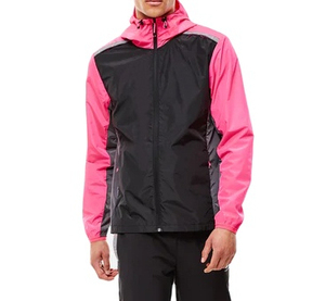 Chaqueta Cortavientos con Capucha para Hombre, Diseño Color Block, Cierre de Cremallera, Manga Larga, Detalles en Negro y Rosa, Corte Regular, Para Todas las Temporadas - Product Image 4
