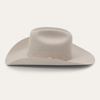 Sombrero de fieltro de lana gris claro estilo vaquero occidental para hombre y mujer, con ala ancha plateada, casual, para exteriores, clásico de invierno, hecho a mano.