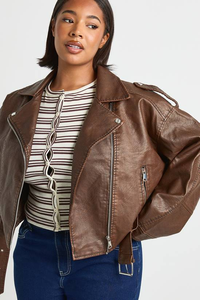 เสื้อแจ็คเก็ตหนังวัวแท้สำหรับผู้หญิง รุ่นใหม่ ฤดูหนาว 2025 ขายส่ง เสื้อโค้ทสั้นทรงเข้ารูป สไตล์ไบค์เกอร์ ถักทอ ระบายอากาศได้ดี - Product Image 3