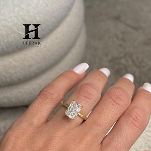 Crushed <b>Ice</b> Radiant Cut Diamond Wedding <b>Ring</b> Yellow Gold Thin Band Lab Created Diamond Solitaire <b>Ring</b> - Product Image 1