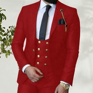 Traje de Negocios para Hombre, Blanco, de Lana, Cuello de Solapa, Corte Recto, Antiarrugas, de Poliéster - Product Image 4