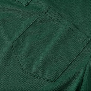 Men's Green Short Sleeve Oxford <b>Polo</b> <b>Shirt</b> <b>With</b> <b>Pocket</b> Casual Solid Color Regular Fit Woven Style - Product Image 3