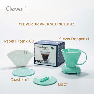 Clever Dripper OEM Disponible, Cafetera Reutilizable Ecológica de Fibra Natural con Filtro Trapezoidal Verde Cremoso de Eastman Tritan - Product Image 6