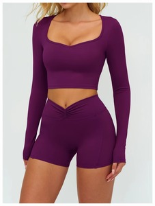 Ensemble de yoga et de course 2 pièces personnalisé pour femmes, soutien-gorge de sport respirant uni et leggings de compression taille haute effet push-up - Product Image 5