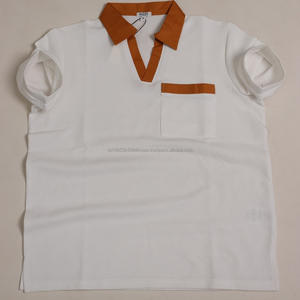 Prenda de punto tipo gofre de algodón y elastano, de manga corta, estilo clásico, ecológica, estilo 'Old Money' de los 80, corte holgado, teñida, a rayas, para golf. - Product Image 2