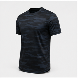 Camiseta de Manga Corta con Cuello Redondo para Hombre, Diseño de Camuflaje Personalizado Shadow Island en Negro Medianoche, MTS-CAMO-0018 - Product Image 4