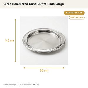 Handmade SS304 Satin Base Buffet <b>Plate</b> 36 cm <b>Large</b> Carvery Size Girija Hammered Band Band for Home Decor Hotels Bright Rim Ins - Product Image 4