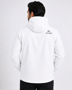 Veste Softshell blanche imperméable pour homme avec capuche, logo personnalisé, coupe-vent, vêtements de travail d'extérieur, veste d'hiver - Product Image 3